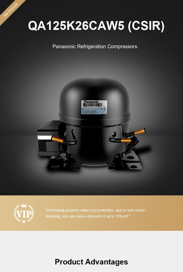 Panasonic Compressor QA125K26CAW5 (CSIR), technical parameters pdf, structure diagram